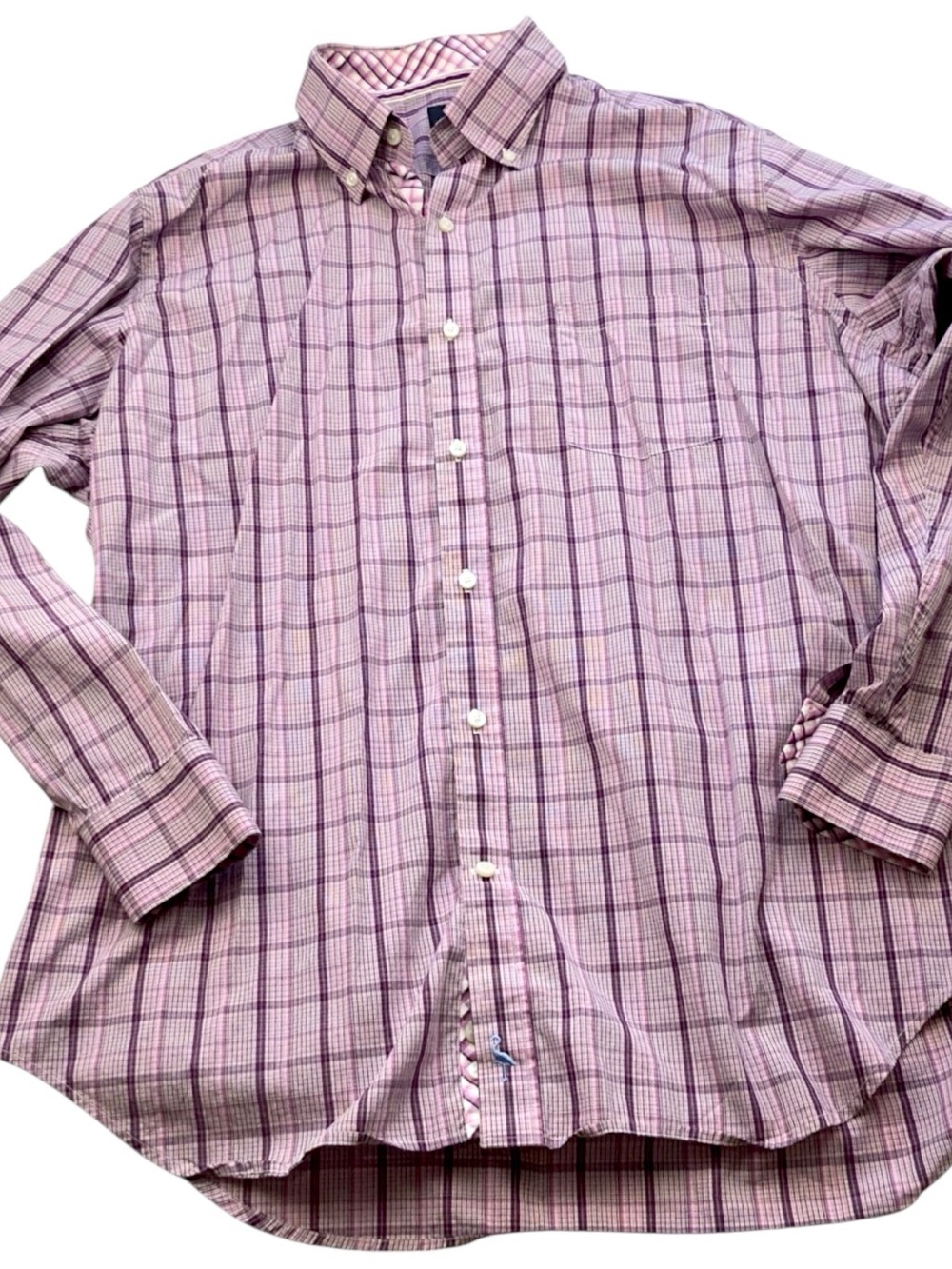 TailorByrd Plaid Shirt Mens XXL Purple Cotton Button Down Long Sleeve Fit